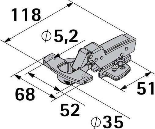 Produktbild Hettich Sensys Topfscharnier mit integrierter Dmpfung, innenliegend 35 mm, 2 Stck