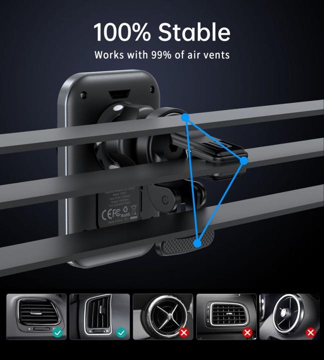 Image du produit Choetech Support voiture T206-F avec chargeur inductif jusqu'à 15W - noir