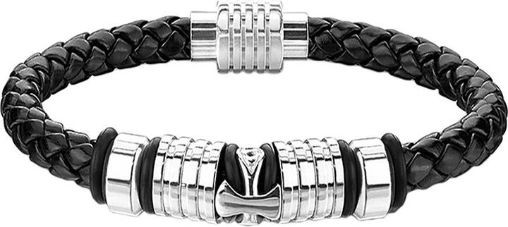 Produktbild Star Piercing Kunstlederarmband schwarz mit Charm Kreuz (Kunstleder, Chirurgenstahl 316L, ohne Messing)