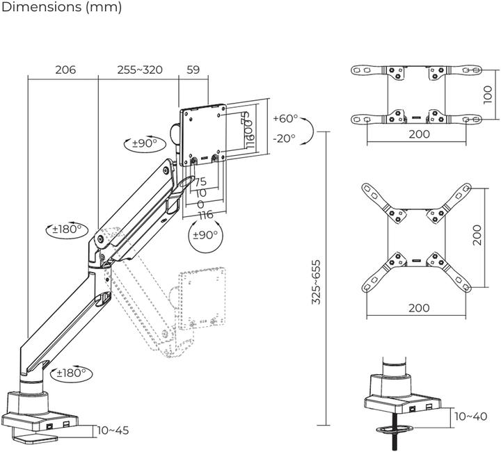 Image du produit Oplite Bras du moniteur MT57 (57")