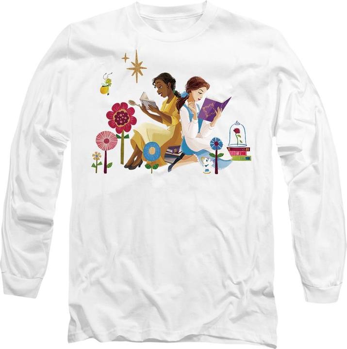 Actual product image Disney Princess Unisex Adult Love To Read Tiana & Belle T-Shirt (XXL)