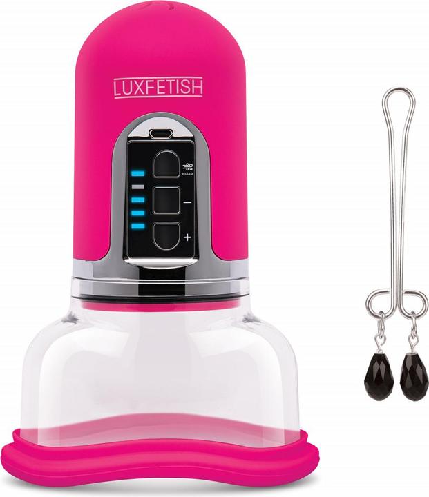 Lux Fetish Pompa per figa automatica ricaricabile a 4 funzioni con morsetto per il clitoride