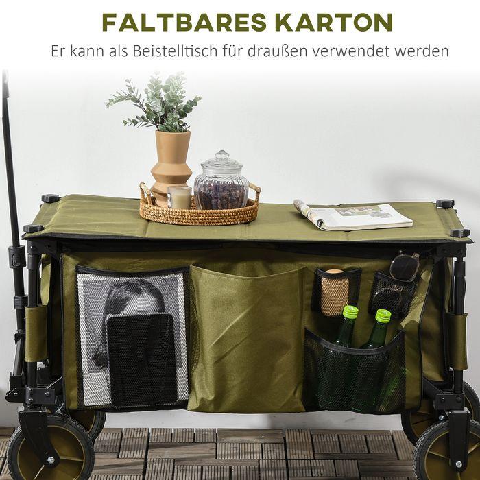 Produktbild Swisshandel24 Bollerwagen Faltbar, Handwagen mit Räder, Bremsen, Tragetasche, 125L Grün