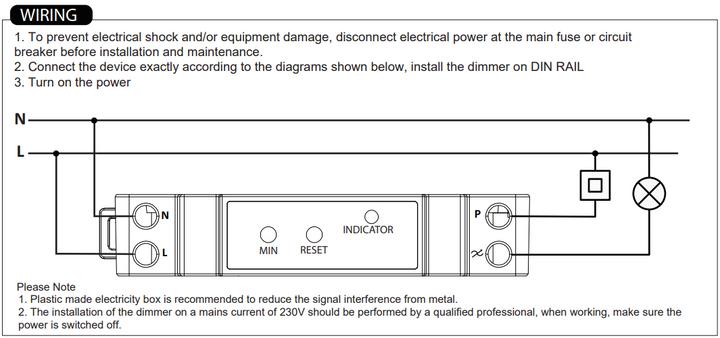 Actual product image HiluX Zigbee DIN rail dimmer - 250w