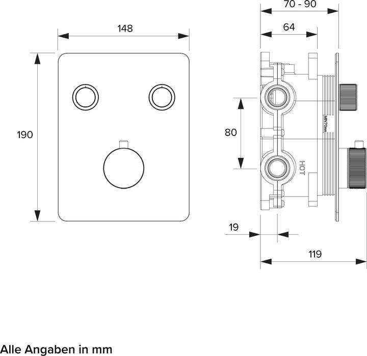 Actual product image Chris Bergen Concealed shower thermostat