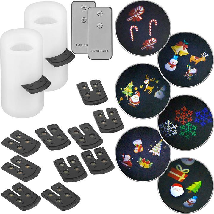 Immagine prodotto Lunartec Set di 2 candele di proiezione a LED con 24 motivi natalizi (2 x)