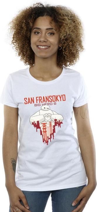 Actual product image Disney Womens/Ladies Big Hero 6 Baymax San Fransokyo Heart Cotton T-Shirt (XL)