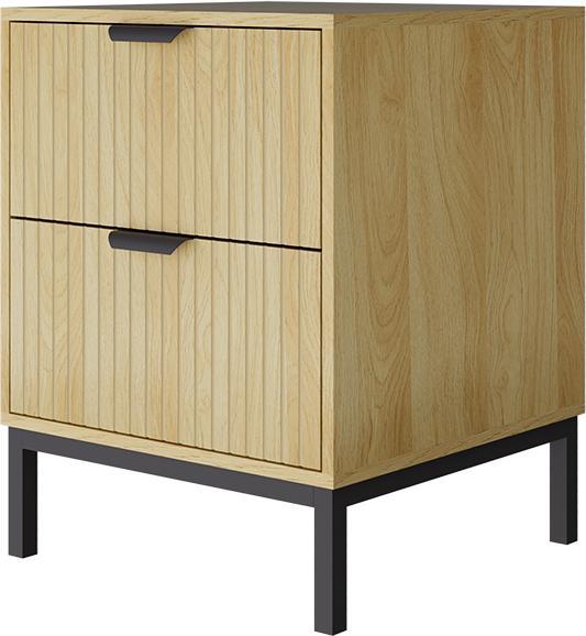 Produktbild Vicco Nachttisch Lennox, Eiche/Schwarz, 40 x 52 cm mit 2 Schubladen (40 x 52 x 40 cm)