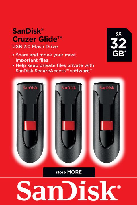 Immagine prodotto SanDisk Cruzer Glide 3-Pack (32 GB, USB 2.0)