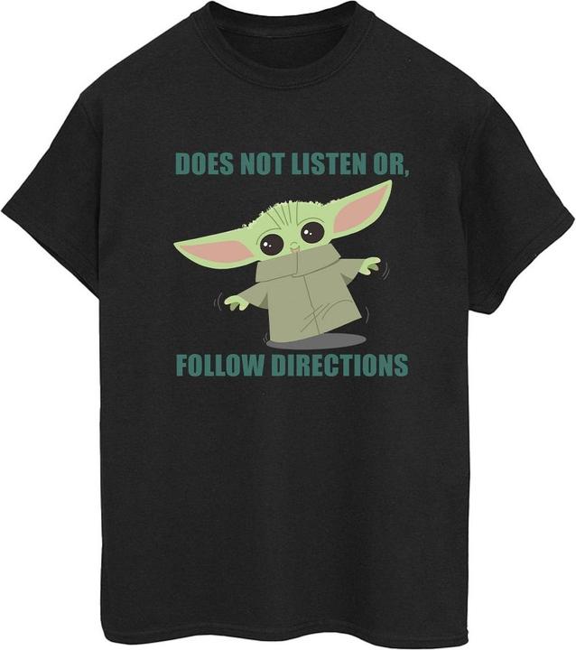 Actual product image Star Wars Womens/Ladies The Mandalorian Grogu Does Not Listen Cotton Boyfriend T-Shirt (L)