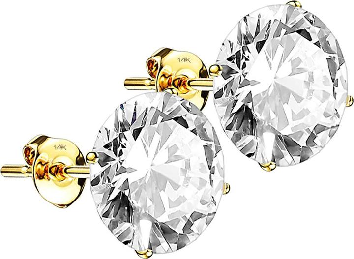 Image du produit Star Piercing Clou d'oreille en or 14k avec cristal rond argenté (Or 14k)