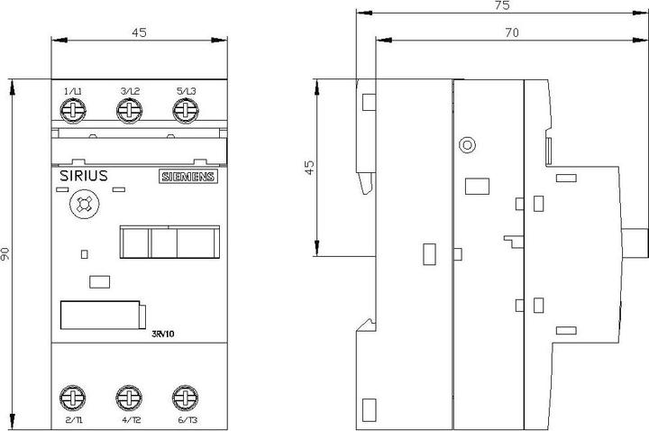 Produktbild Siemens Motorschutzschalter 3RV1 0,55-0,8A