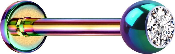 Produktbild Star Piercing Micro Labret farbig mit Kugel und Kristall silber (ohne Messing, Titan G23)