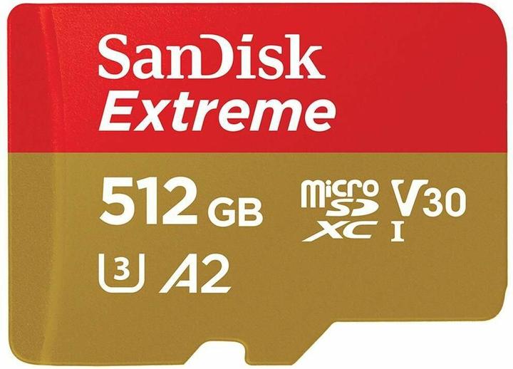SanDisk Extreme microSD A2 V30, inkl. Adapter (512 GB, microSDXC, U3, UHS-I)