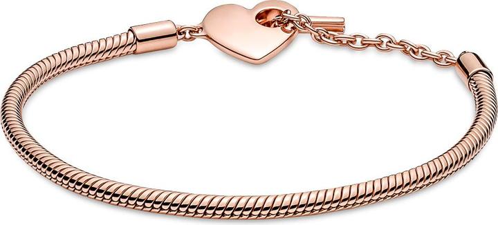 Image du produit Pandora 14k or rose Moments Heart T-Bar Snake Chain Bracelet (23 cm, Métal, plaqué or rose)