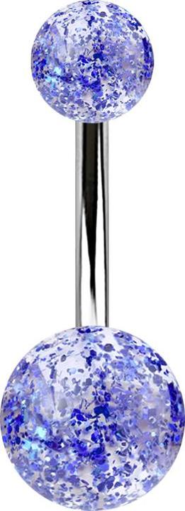 Immagine prodotto Star Piercing Banana argento con due sfere glitterate blu scuro (Acrilico, senza ottone, Acciaio chirurgico 316L)