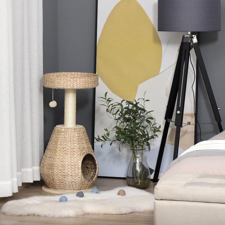 Actual product image PawHut Cat tree with cave (82.50 cm, Yellow)