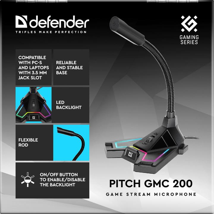 Actual product image Defender MICROPHONE 3.5 mm jack PITCH GMC 200 LED STREAMING