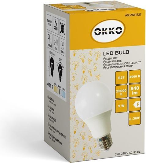 Produktbild Okko LED BULB A60 9W E27 840LM 4000K MATTE