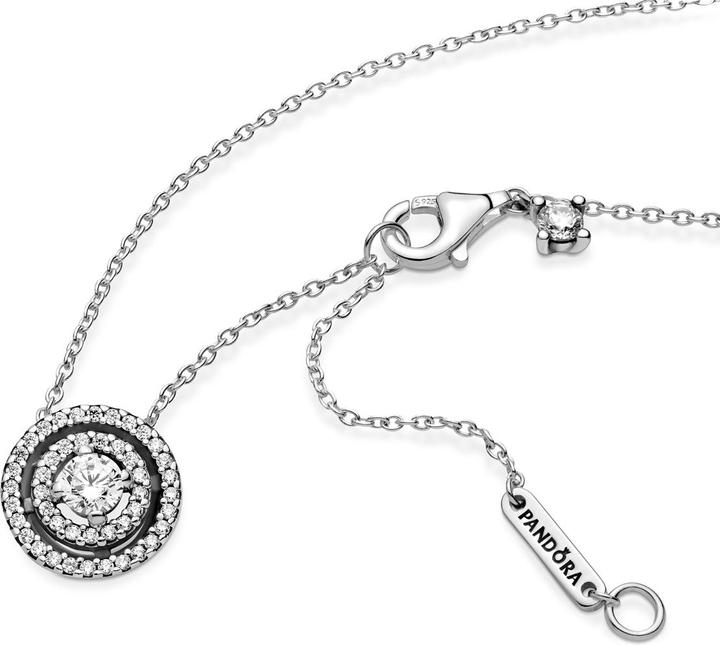 Actual product image Pandora Sparkling Double Halo Necklace (Sterling silver 925, 45 cm)