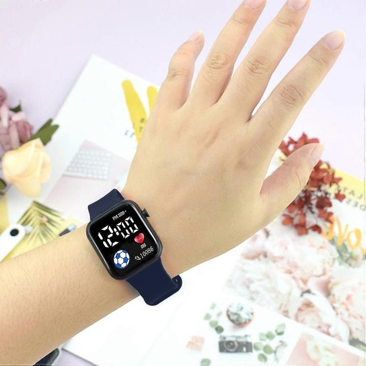 Actual product image Cbx Fashion LED digital watch with silicone strap 12-hour display Black (37 mm)