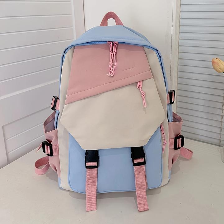 Only-Bags.Store Ästhetische Farbe Kontrast Travel Backpack, grosse Kapazität Klappe Schultasche, Stil Bookbag für