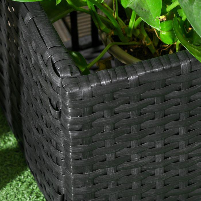 Produktbild Swisshandel24 Polyrattan Hochbeet mit Rankgitter, Blumenkasten, Pflanzenkasten, Blumenbeet, Schwarz, 103x103x29cm