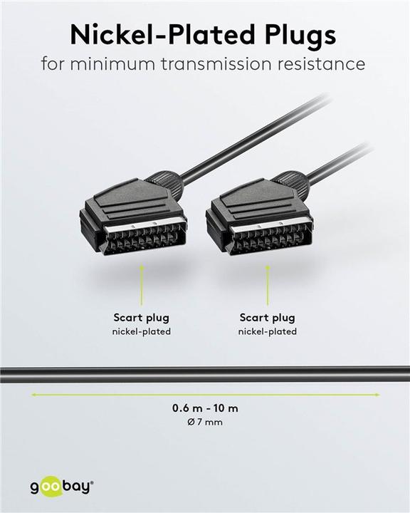 Produktbild Goobay Scart Verbindungskabel, vernickelt, ø 7 mm (3 m, Scart)