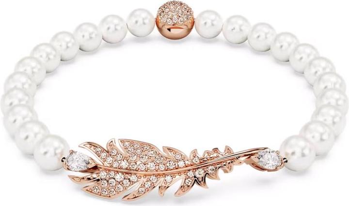 Swarovski Nice Armband Feder Weiss Roségold (16.50 cm, Swarovski Metall)