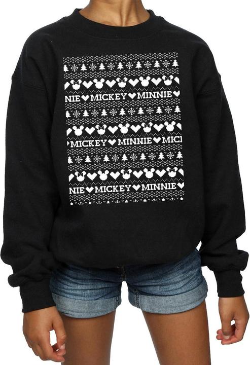 Actual product image Disney Girls Mickey And Minnie Christmas Fair Isle Sweatshirt (140, 146)