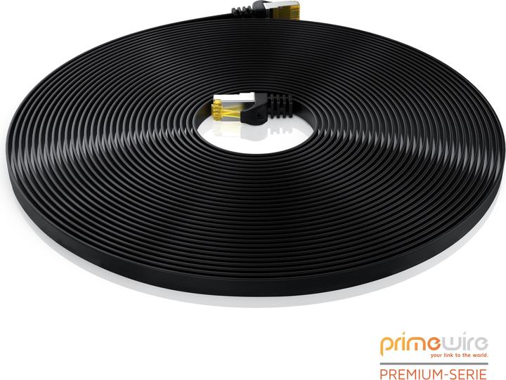 Actual product image Primewire CAT.7 network cable flat - Ethernet Gigabit Lan cable RJ45 - patch cable - comp. CAT.5 CAT.6 CAT.8 (U/FTP, CAT7, 30 m)