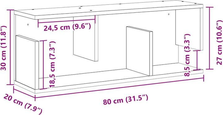 Produktbild VidaXL Wandschrank (80 x 20 x 30 cm)