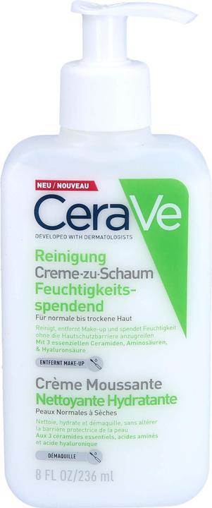 CeraVe Creme-zu-Schaum Reinigung für normale bis trockene Haut (Waschcrème, Schaum, 236 ml)