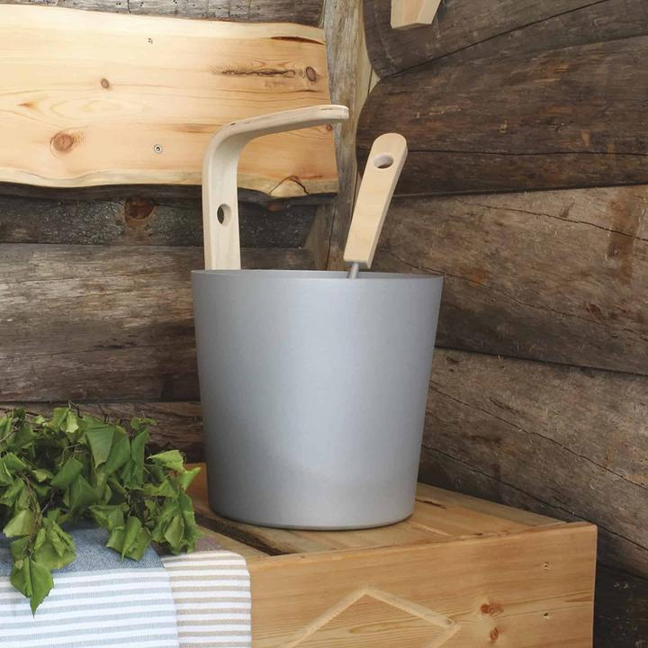 Produktbild OPA Sauna Kübel Earth 6,5L und Kelle, grau