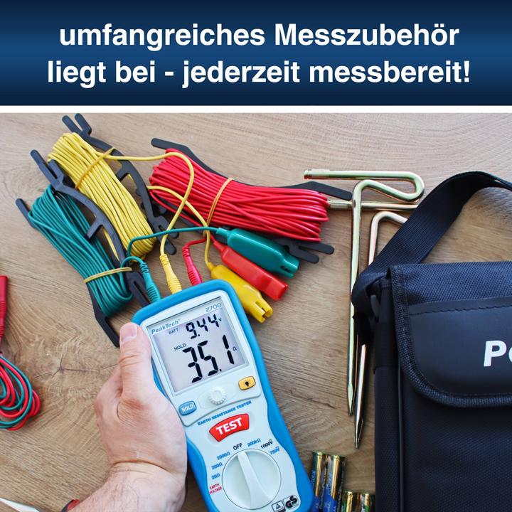 Immagine prodotto Peaktech P 2700 Misuratore di resistenza di terra (Custodia del dispositivo di misurazione)