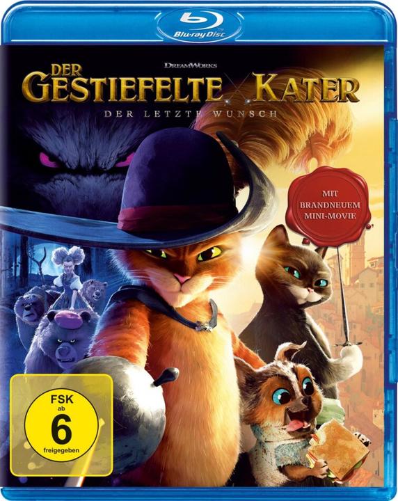 Actual product image Puss in Boots: The Last Wish - Blu Ray (Blu-ray, 2023, English, Italian, German, Dutch, Icelandic)