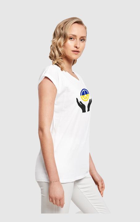 Produktbild Merchcode Ladies Peace - Hand Peace Extended Shoulder T-Shirt - 161437 (S)