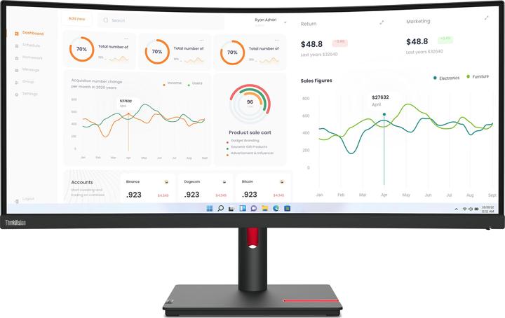 Lenovo ThinkVision T34w-30 (3440 x 1440 Pixel, 34")
