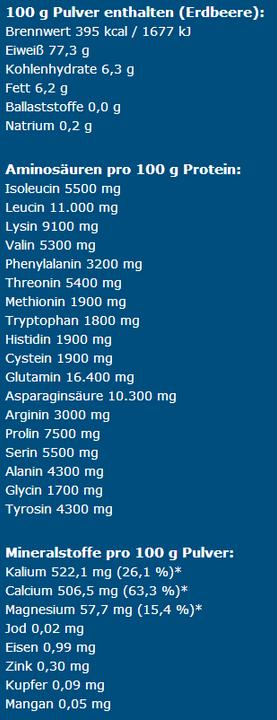 Valori nutrizionali e ingredienti IronMaxx 100% proteine del siero di latte (Vaniglia, 1 pz., 900 g)