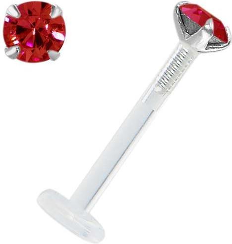 Bijouteria Piercing für Lippe/Tragus (Bioplast, Silber 925, Swarovski Kristall)