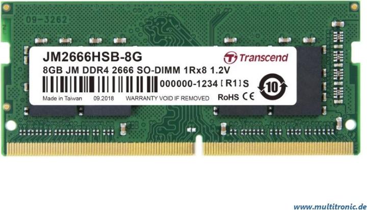 Immagine prodotto Transcend 8GB DDR4 COSÌ-DIMM 2666 (1 x 8GB, 2666 MHz, DDR4-RAM, DIMM)