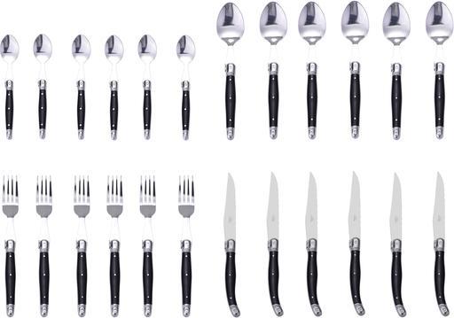 Immagine prodotto Laguiole Set di posate 24 pezzi della linea Black White (24 Pezzo/i, Set di posate)