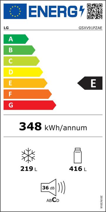 Etichetta energetica LG InstaView GSXV91PZAE (635 l)
