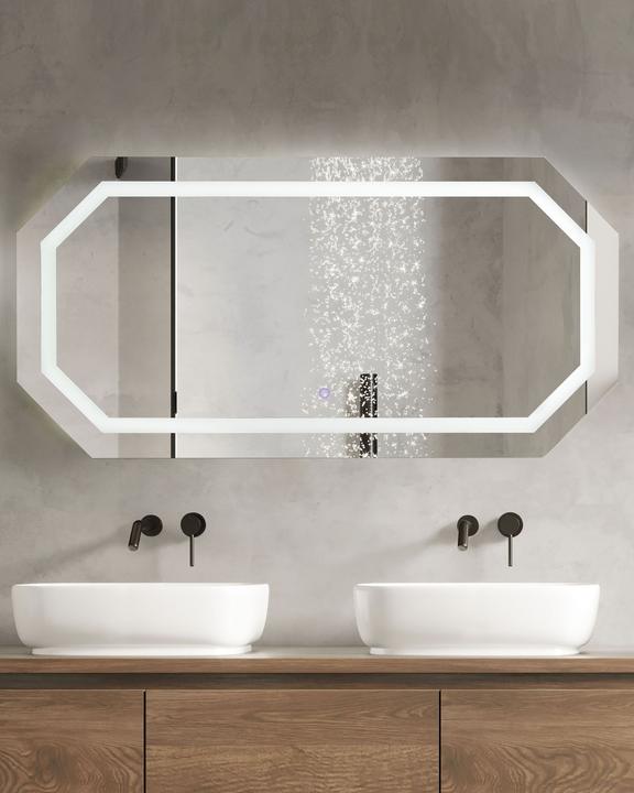 Immagine prodotto Beliani Specchio da bagno con illuminazione LED ottagonale 120 x 60 cm LOCMARIAQUER (120 x 60 cm)