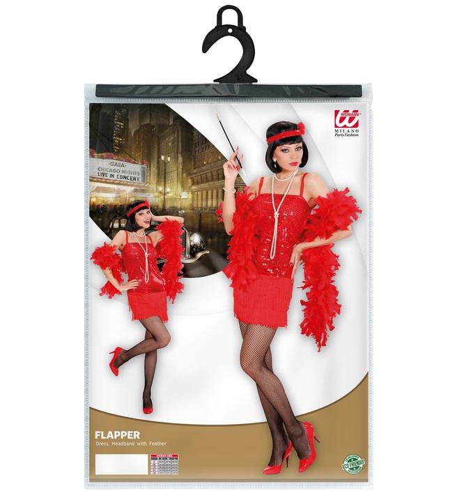Actual product image Widmann Charleston dress with headband and feather red (S, M, L)
