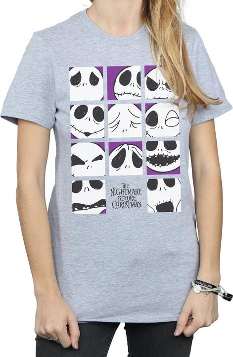 Actual product image Disney Womens/Ladies Nightmare Before Christmas Many Faces Of Jack Squares Cotton Boyfriend T-Shirt (L)