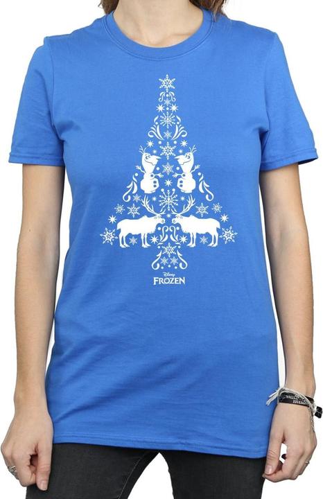 Actual product image Disney Womens/Ladies Frozen Christmas Tree Cotton Boyfriend T-Shirt (L)