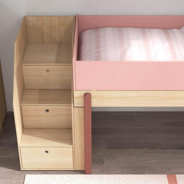 Produktbild Flexa Halbhohes Bett Popsicle mit Treppe (90 x 200 cm)