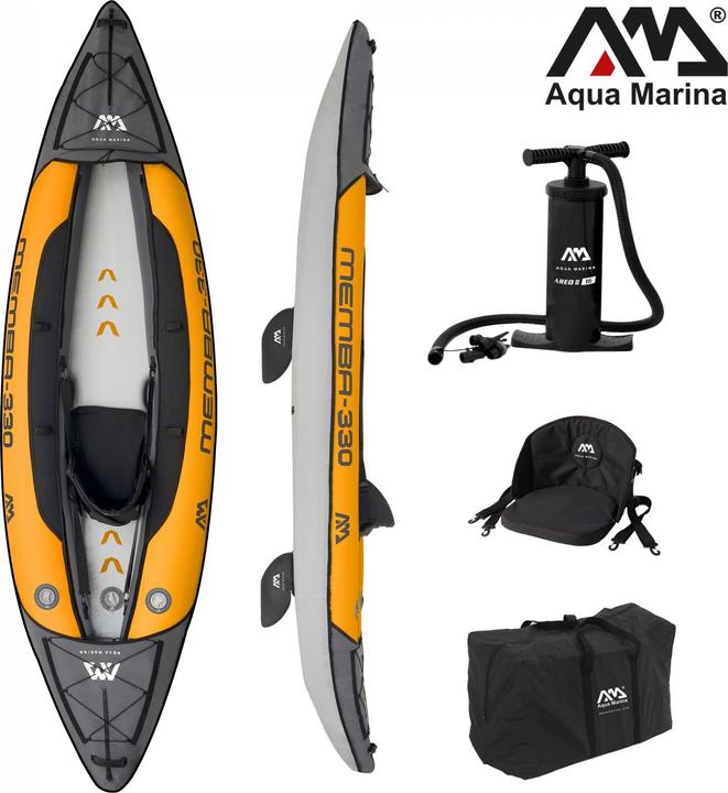 Produktbild Aqua Marina Kajak 330x90 cm für 1 Person mit Luftsitz verstellbarer Lehne Transporttasche Reparaturs (1 Pers.)