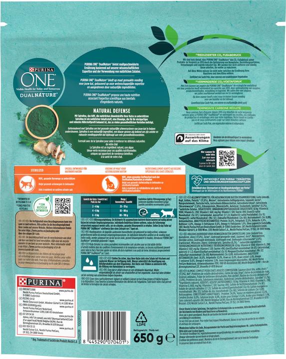 Immagine prodotto Purina ONE Alimento secco Dual Nature Sterilised Salmon & Spirulina (Adulto, 1 pz., 700 g)